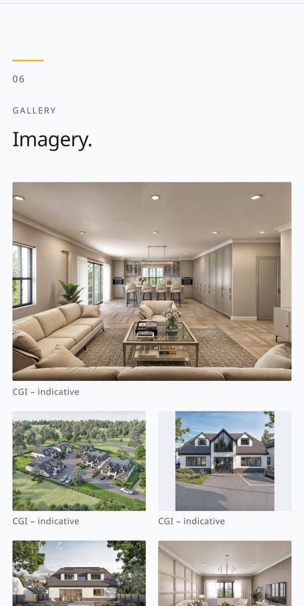 Development website, imagery page on a phone