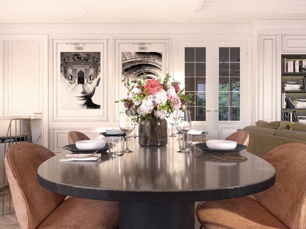 Computer-generated dining room